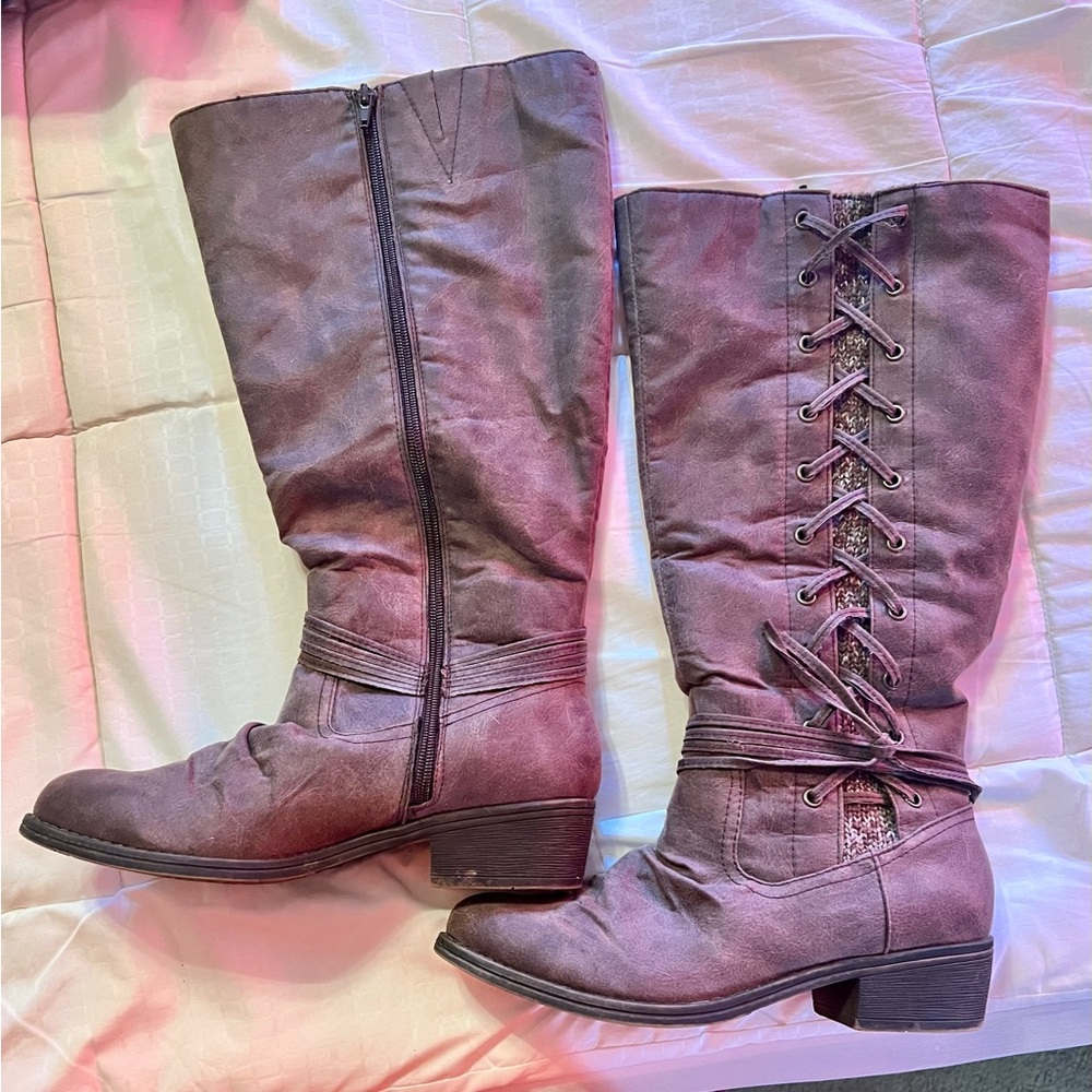 Cloudwalkers Brown Lace-Up Heeled Boots